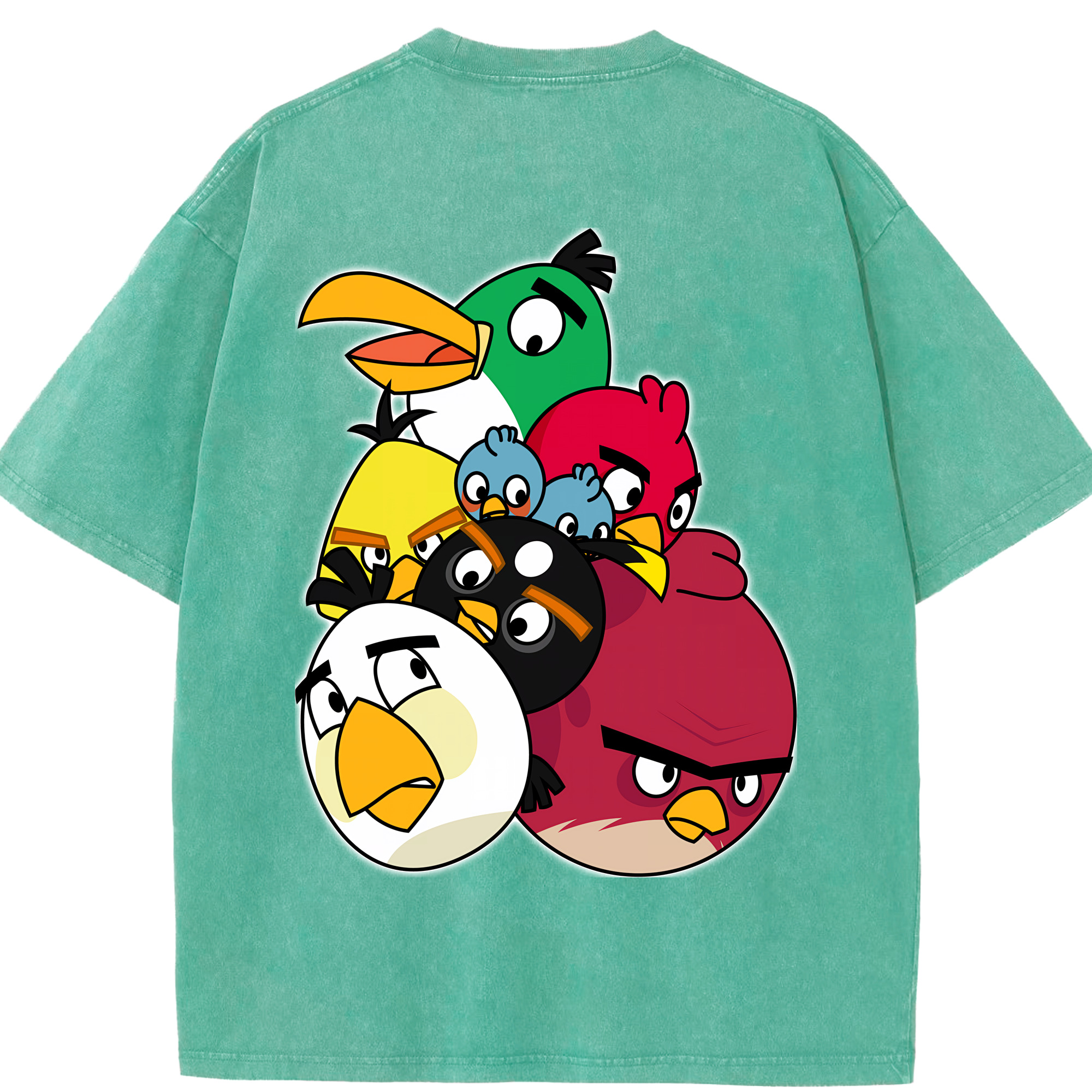 （画像用） Angry Birds アングリーバード 綿100% ヴィンテージ風 半袖Tシャツ（背面プリント）